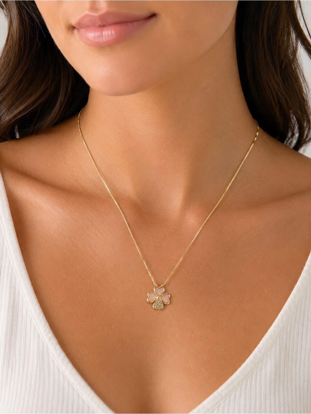 14K Gold filled Four-Leaf Clover Pendant Necklace